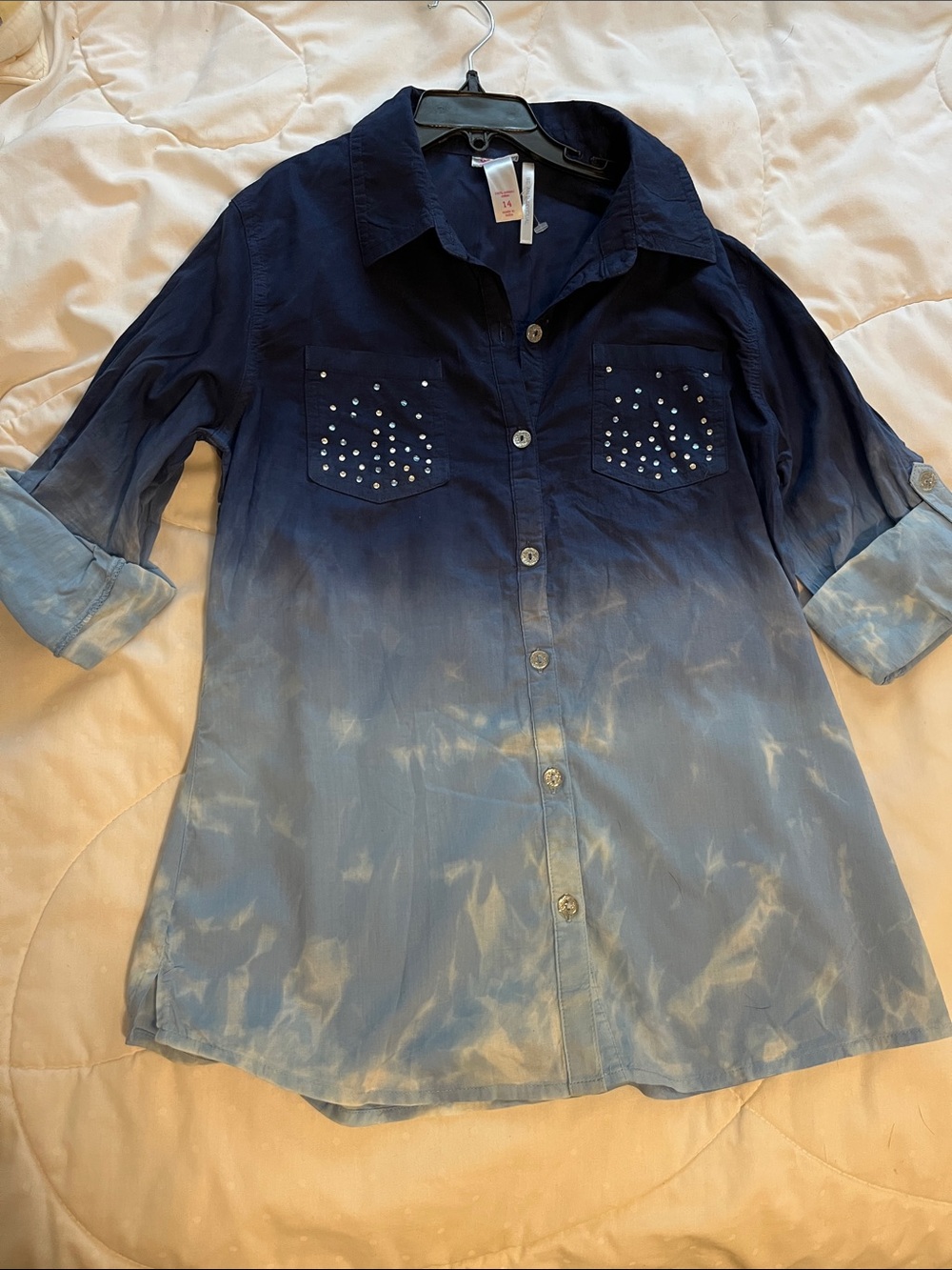 NWOT Girls Justice ombré cotton crew blouse 14